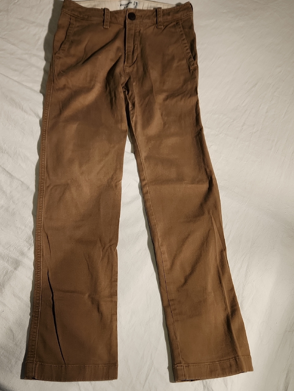 Abercrombie kids 13/14 slim dark Tan khakis Super Soft